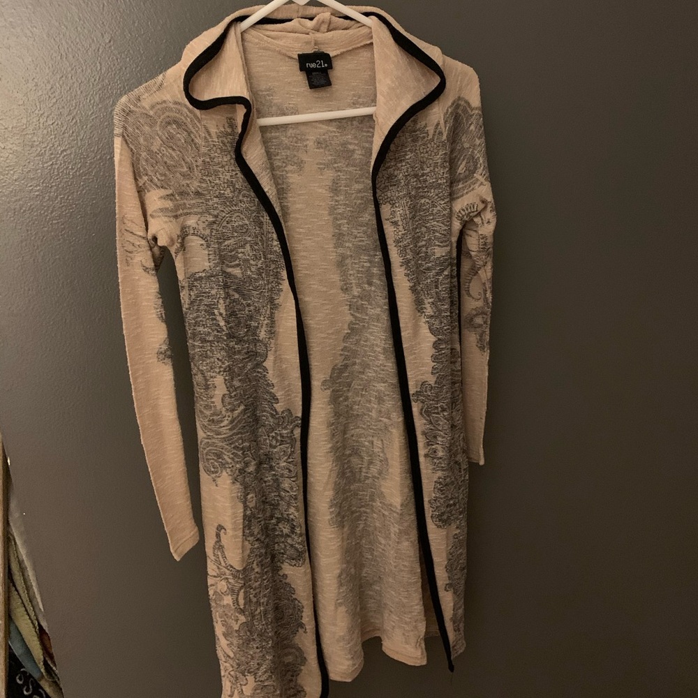 Asian art/tattoo style hooded cardigan